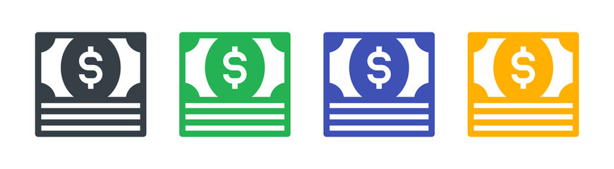Dollar bills stack icon vector isolated on white background.