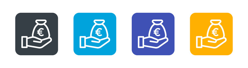 Saving euro money icon set. Vector illustration