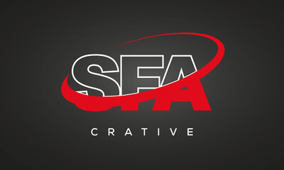 SFA creative letters logo with 360 symbol vector art template design