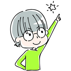 やる気になってるメガネっ子の上半身