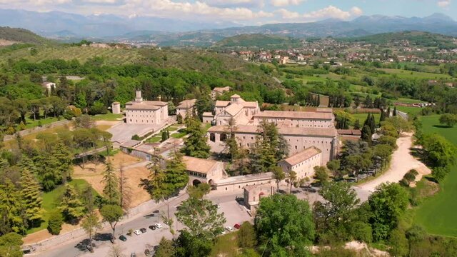 Aerial view of Abbey of Casamari from drone , Frosinone ,Lazio,Italy