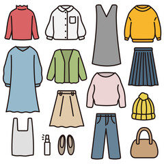 洋服 ファッション イラスト セット