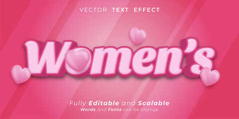 Editable text effect, Women's with feminime style lettering