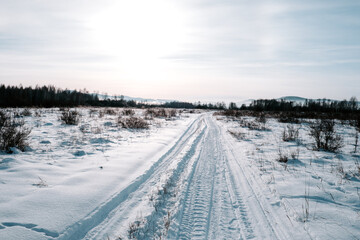 Fototapeta na wymiar beautiful winter landscapes in Russia