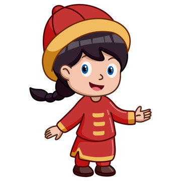 Cute little girl wearing traditional chinese costume