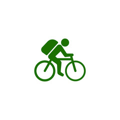 Fototapeta na wymiar Eco bike delivery, delivery man on bicycle simple icon vector illustration. For web and mobile UI UX