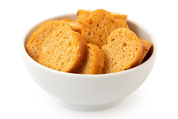 Bruschetta olive chips in a bowl.