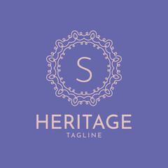 letter S feminine circle frame luxury vector logo design