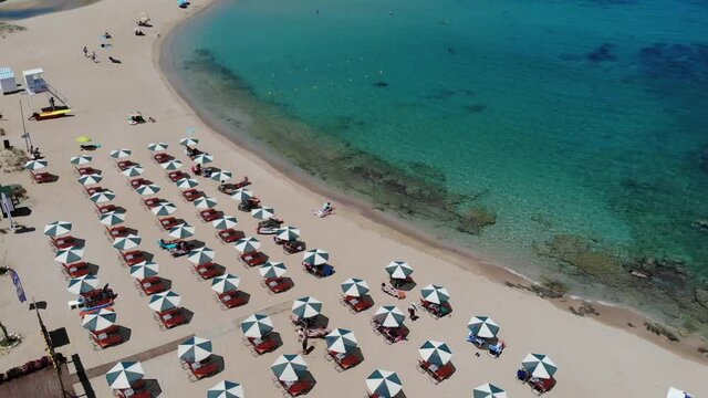 Stunning drone view of Stavros Beach In Crete Island