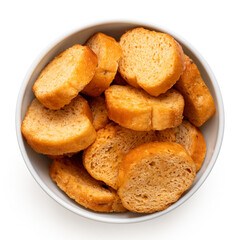 Bruschetta olive chips in a bowl.