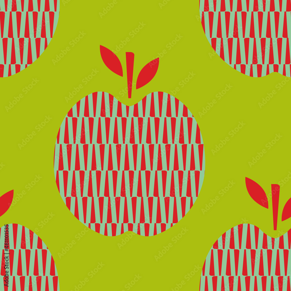 Poster apple filled with abstract ornament vector seamless repeat pattern print background