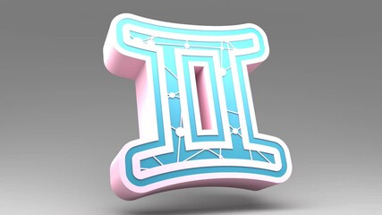 Gemini zodiac symbol icon. Lines with dots connected style