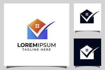 fixed home logo with check mark for Real Estate Agency, investment, Check Home Symbol Design