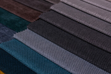 Samples of furniture fabrics.Multicolor fabric texture background.