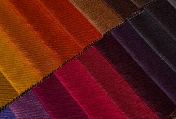 Samples of furniture fabrics.Multicolor fabric texture background.
