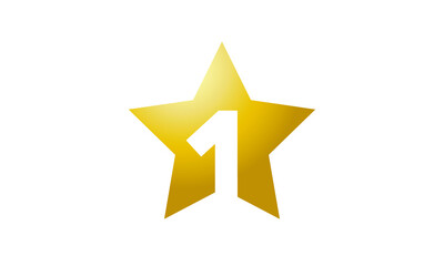 1 Number New Gold Abstract Star Logo