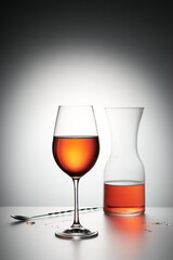 Glass of rose wine, wine drink.