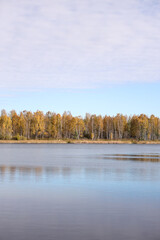 Beautiful landscape nature photography view with small lake in autumn.