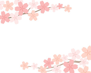 桜の背景イラスト　フレーム　春　さくら　装飾　枠　花　かわいい　素材　桜の花　満開　テンプレート