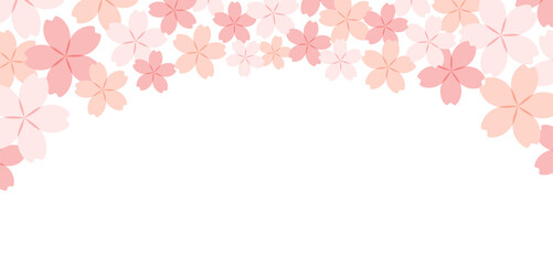 Fototapeta premium 桜の背景イラスト フレーム 春 さくら 装飾 枠 花 かわいい 素材 桜の花 満開 テンプレート