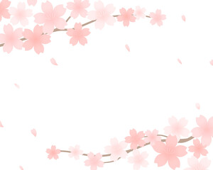 桜の背景イラスト　フレーム　春　さくら　装飾　枠　花　かわいい　素材　桜の花　満開　花びら　桜吹雪