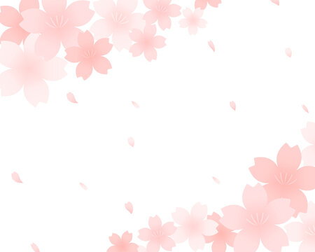 桜の背景イラスト　フレーム　春　さくら　装飾　枠　花　かわいい　素材　桜の花　満開　花びら　桜吹雪