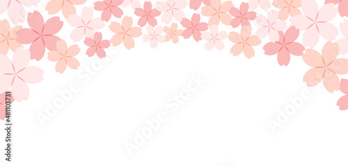 桜の背景イラスト フレーム 春 さくら 装飾 枠 花 かわいい 素材 桜の花 満開 テンプレート Advertisement Wall Mural Advertiseme Yugoro
