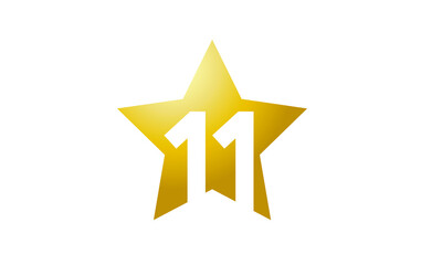 11 Number New Gold Abstract Star Logo