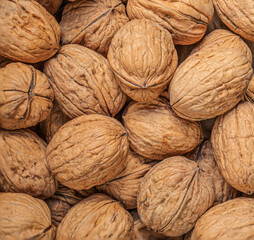 Walnuts as a background. Walnuts kernels  top view