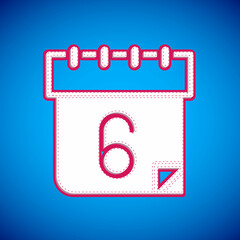 White Calendar icon isolated on blue background. Event reminder symbol. Vector