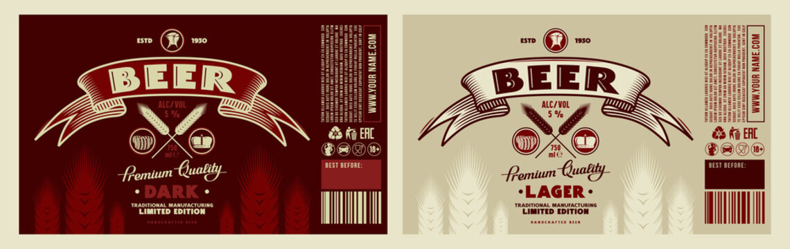 Set of template decorative label for craft beer - Powered by Adobe
