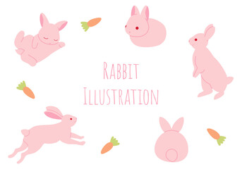 様々なウサギと人参のベクターイラスト