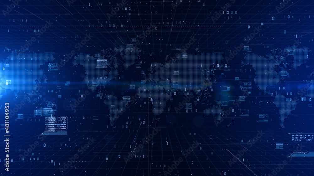 Poster digital cyberspace and digital data network connections. high-speed connection and data analysis, te