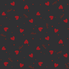 Black Red Heart Digital Papers, Seamless Patterns, Love Dot Design Illustration, 12 inches