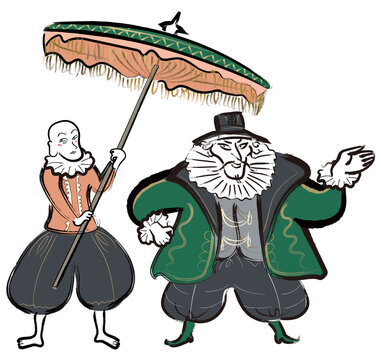 南蛮人と従者