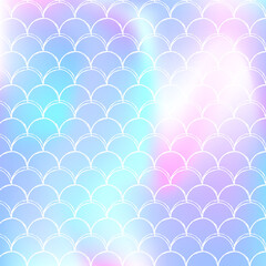 Holographic scale background with gradient mermaid.