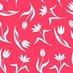 Decorative tulips pattern seamless