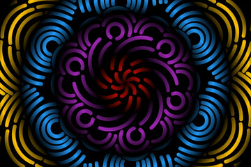 Beautiful colourful  caleidoscope gradient of traditional batik ethnic FLORAL frame illustration for wallpaper background ads clothing or presentation template