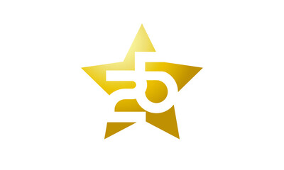 25 Number New Gold Abstract Star Logo