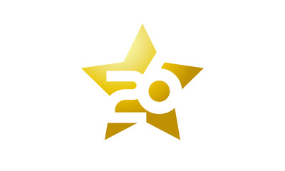 26 Number New Gold Abstract Star Logo