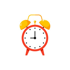Alarm clock in flat design. Clock icon on isolated white background. Vector stock illustration