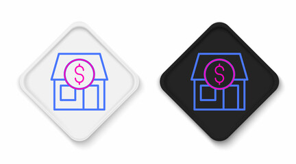 Line Shopping building or market store icon isolated on white background. Shop construction. Colorful outline concept. Vector