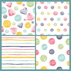 Vector set of four seamless patterns. Modern stylish texture. Cute and colorful background for your design.
