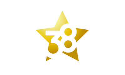 38 Number New Gold Abstract Star Logo