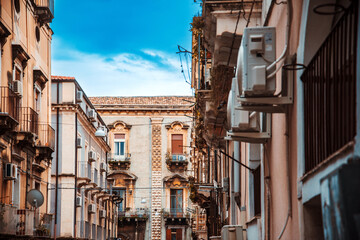 Fototapeta na wymiar Street view of downtown in Messina, Italy