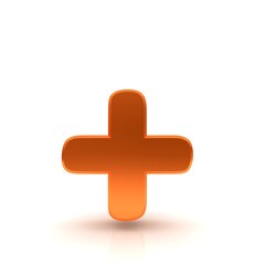 Plus symbol orange 3d sign