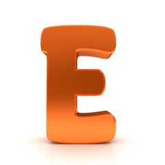 E letter orange 3d capital letter sign isolated on white