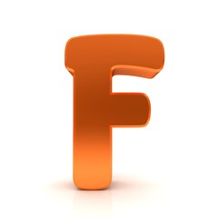 F letter orange 3d capital letter sign isolated on white