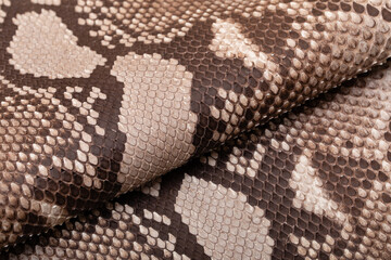 spotted grey brown folded colored natural python genuine leather	
