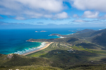 Amazing views of Wilsons Promontory from Mount Oberon summit lookout in Australia